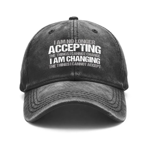 Vintage Washed Unisex Baseballkappe mit Spruch 'Ich ändere die Dinge, die ich nicht akzeptieren kann' - verstellbar, für Damen & Herren, Casual & Outdoor, Geschenk, alle Jahreszeiten