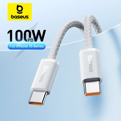 Кабель Baseus 100W USB-C на USB-C, кабель быстрой зарядки для iPhone 16/15, MacBook, iPad, Samsung, Xiaomi