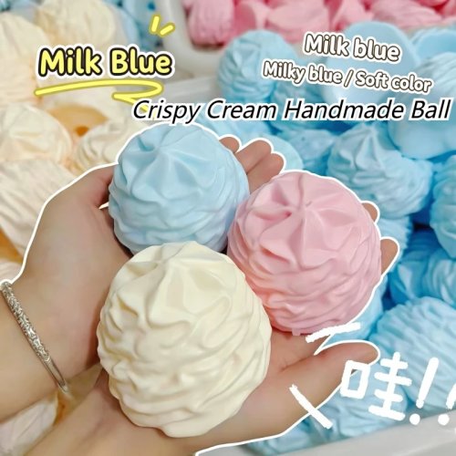 Crispy Cream Ręcznie Robiona Squishy Piłka Antystresowa - Chrupiąca, Formowalna Piłka do Ściskania dla ASMR Sensorycznego i Fidget Antystresowego