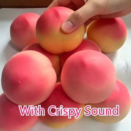 Knisternder Pfirsich Squishy Spielzeug – Langsam steigend, Stressabbau für Erwachsene, Anti-Angst Sensorik Fidget Spielzeug