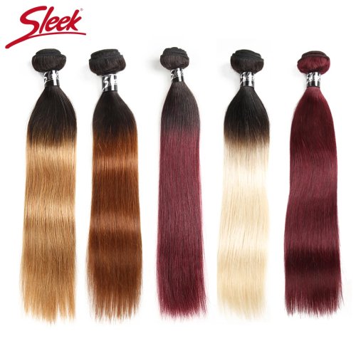 Pacote de tecelagem de cabelo humano brasileiro liso ombré | Extensões weft Remy bicolor 1 peça 1B/30 1B/27 1B/99J