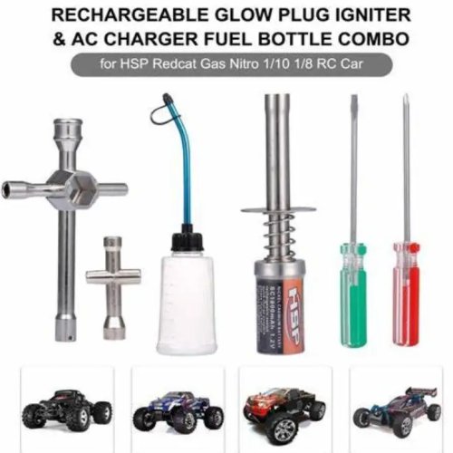 Nitro RC Engine Ignition Starter Kit - Electric Glow Plug Igniter for HSP 80141, 1/8 and 1/10 Scale RC Cars