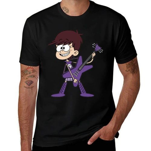 Violet Crew Neck T-Shirt Big Size with Luna Guitar Print