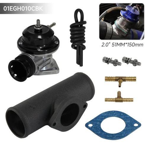 Van xả áp suất Type-S/RS cho Turbo + Ống chuyển mặt bích hợp kim 2,0" Đen/Xanh dương