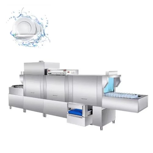 Industrial Commercial Flight-Type Dishwasher with Dryer, Large Automatic Utensil Washer Machine