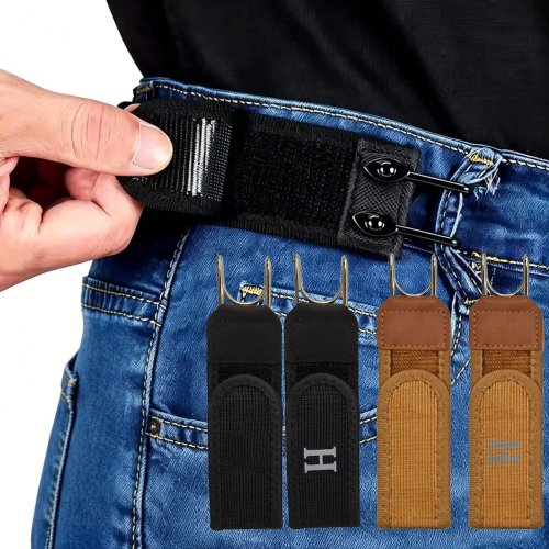 Adjustable Elastic Waistband Belt with Velcro and Metal Hooks