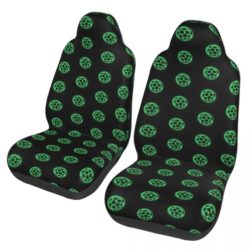 Green Retro Soccer Ball Universal Car Seat Cover, All-Season Fabric