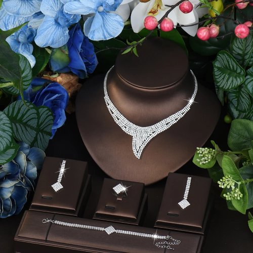 HIBRIDE 2025 Vintage Style Women's Jewelry Set - Dazzling Necklace, Earrings & Bracelet, Prom Wedding Gift