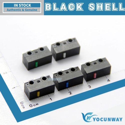 HUANO Original Micro Switches for Mouse Button - 10M Clicks, Black Shell, Pink/Blue/White/Green/Yellow/Red Dot Options