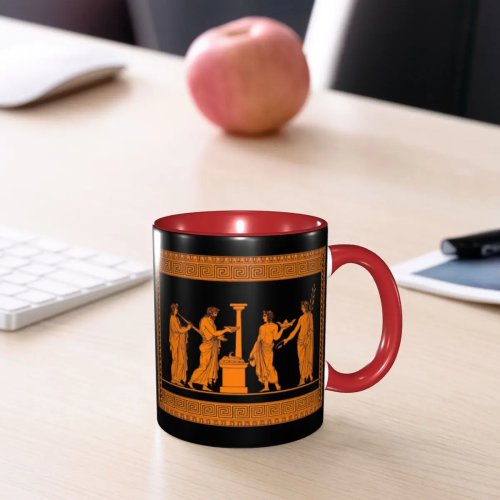 Red-Figure Greek Vase Offering Scene Mug – Funny Ceramic Coffee & Tea Cup, Milk Mug, Drinkware Gift for Women & Men