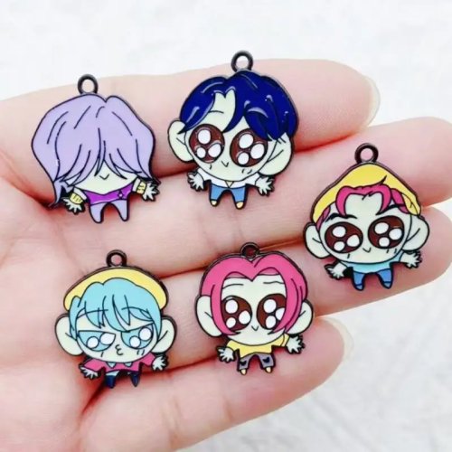 10pcs Cartoon Anime Enamel Pendant Alloy DIY Earrings Keychain Charms Accessories