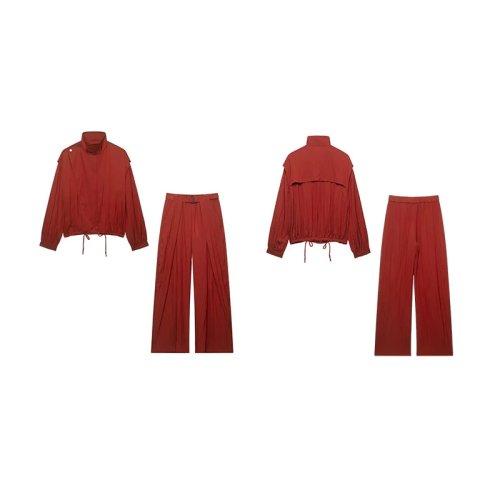 Completo Cappotto Rosso da Donna Guobioziy Collezione Primavera-Autunno 2026 Stile Casual Europeo Moda Streetwear Slim Fit Classico