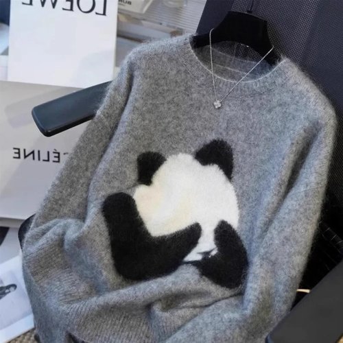 Suéter Pullover Holgado Estilo Coreano Mujer 2023 Otoño Invierno Casual Cuello Redondo Top Rejuvenecedor