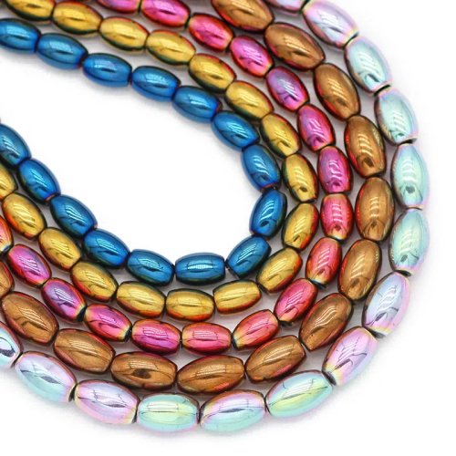 Hematiet Natuursteen Kralen 6/8mm, Graanvorm, Elektroplateerd, Losse Kralen voor DIY Sieraden, Armbanden en Kettingen