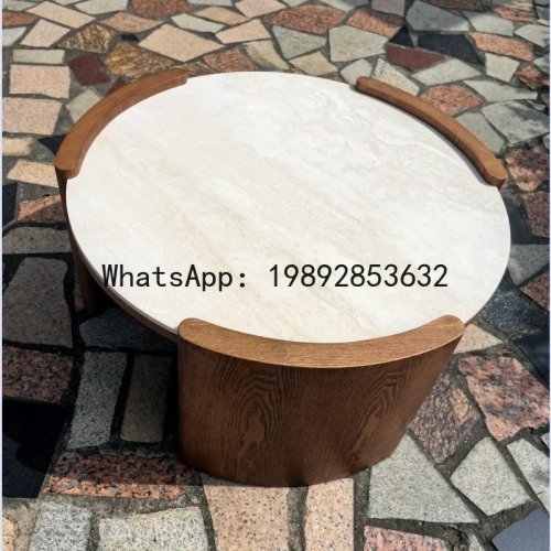 Tavolino in legno massello, tavolino modulare per piccoli appartamenti, tavolino moderno in pietra sinterizzata