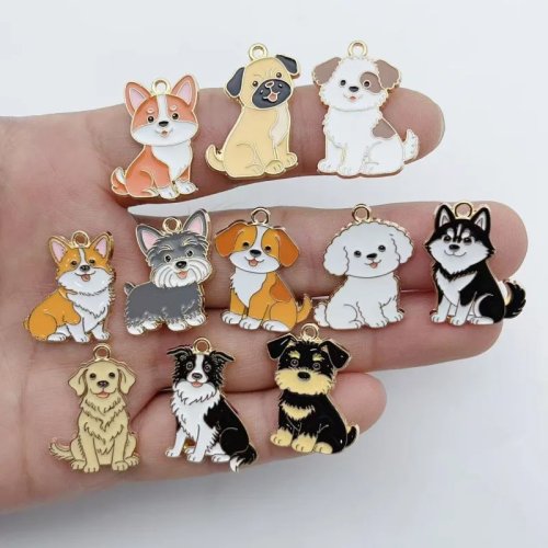 10個 犬 肉球 キーホルダー ネックレス ペンダント DIY アクセサリー