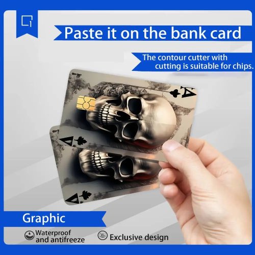 Premium Thick Matte Skull Pattern Credit Card Sticker - Removable Anti-Scratch PVC Decal for Bank, Credit & Bus Cards