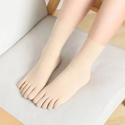 Summer Nylon Unisex Five Finger Toe Socks Solid Color Breathable Elastic Heelless Thin Silky Socks Brand