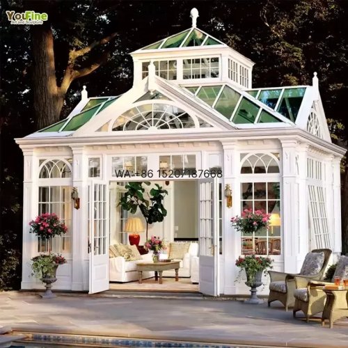 Wmwmnu YOUFINE High Quality Outdoor Large Modern Glass Sunroom Wrought Iron Victorian Garden Gazebo