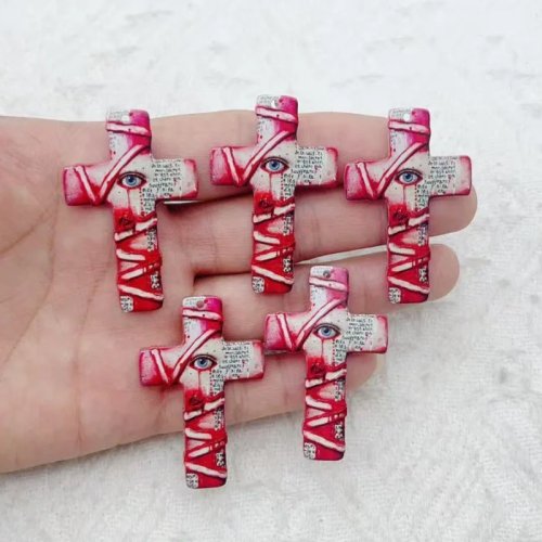 10個 ハロウィン アクリル 十字架 ゴースト イヤリング ネックレス アクセサリー DIY クラフト ペンダント