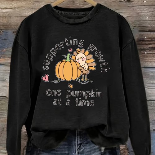 Women's Casual Long Sleeve Crew Neck T-Shirt - Pumpkin Design, Loose Fit, Machine Washable, Spring Autumn Winter Top, Christmas Outfit