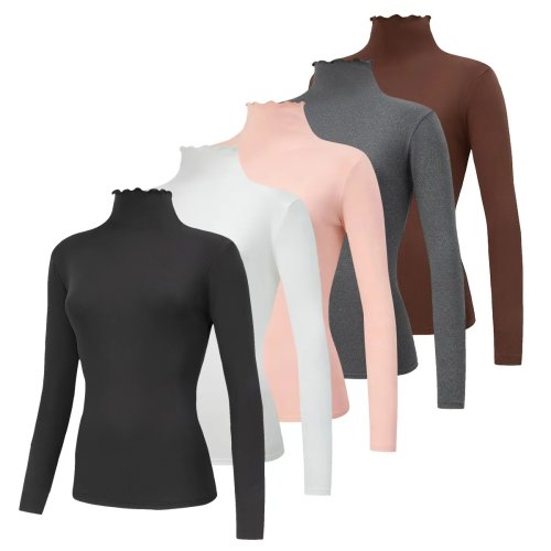 Dames Warme Top Lange Mouwen Hoge Kraag - Herfst/Winter Plus Size XL-5XL Effen Meerkleurig Casual Sport Mode