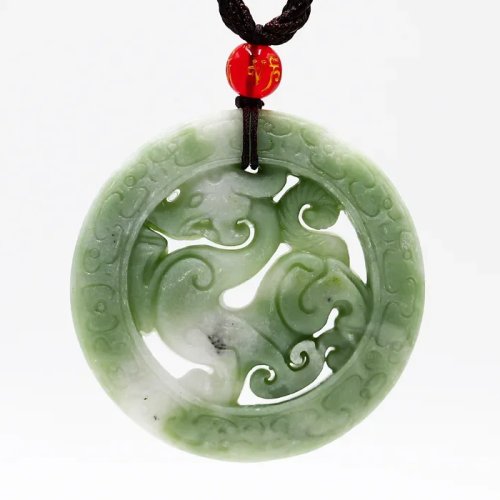 Halskette mit Anhänger aus natürlichem weißem Jade, Drache, beidseitig graviert, Amulett, chinesischer Schmuck, Geschenk für Damen und Herren, Pulloverkette