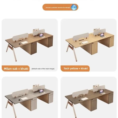 TQH7.2 Office Desk and Chair Set for 4 People, Staff Employee Workstation with Partition, Simple Modern Office Cubicle for 6 Persons