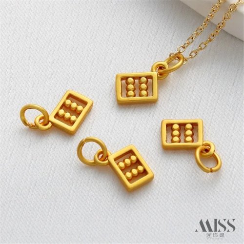 18K Gold Color Matte Abacus Pendant for DIY Jewelry Making, Bracelet Necklace Charm, Sand Gold Accessory
