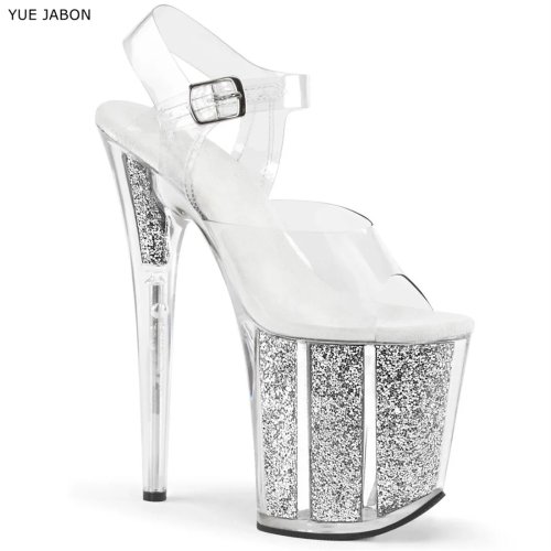 8 Inch/20cm Transparent PVC Upper Platform Sandals, High Heels Pole Dancing Shoes, High Platform Performance Shoes