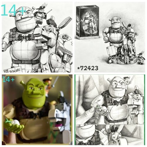 Conjunto de 1403 peças de blocos de construção Monster Shrek Classic, presente MOC para namorado/namorada