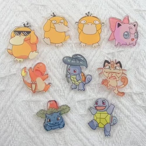 10개 아크릴 만화 펜던트, DIY 귀걸이, 키체인, 주얼리 액세서리