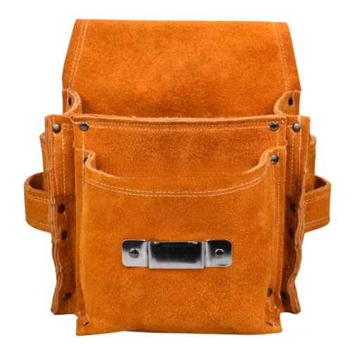 Bolsa de ferramentas em couro com 4 bolsos, bolsa resistente, organizador de ferramentas, bolsa para eletricistas