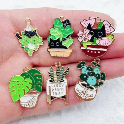 10 piezas Dije Cactus Oil Drop Aleación para DIY Joyería, Llavero, Aretes, Collar, Accesorios para Cabello