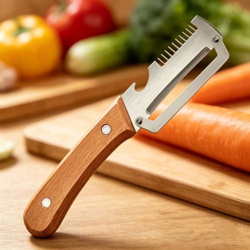 Stainless Steel Multifunctional Vegetable Slicer and Shredder with Peeler – Kitchen Cutting Tool for Green Onions, Cabbage, and More