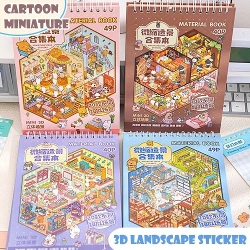 3D Cabin Scene Sticker Book - Visual Stacking Cartoon Sticker Collection, DIY Kids Toy Game Stickers