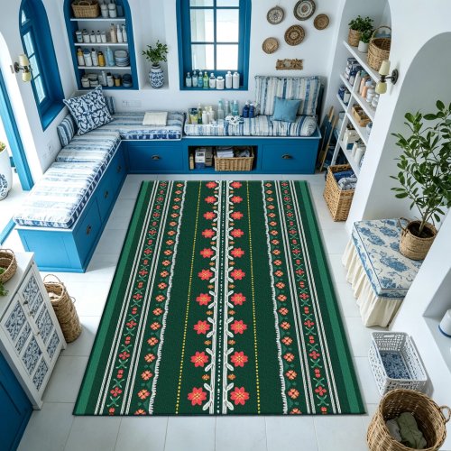 Blue Camouflage Print Area Rug Carpet - Floor Mat for Living Room, Bedroom, Home Decor