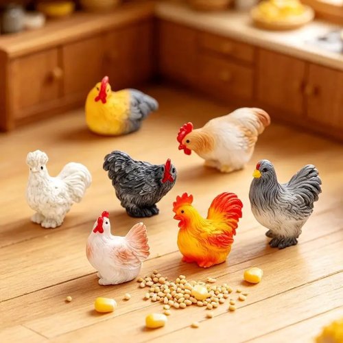 1 Pieza Pollito Resina 3D Mini Figura para Llavero Decoración de Casa de Muñecas DIY