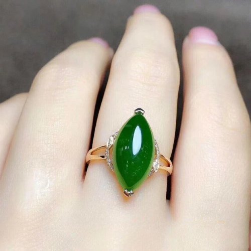 Green Jade Ring 925 Sterling Silver Natural Chalcedony Zircon Crystal Gemstone Charm for Women Fashion Jewelry Gift