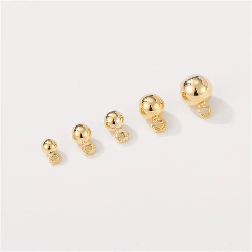 14K vergoldete glatte runde Perlen für DIY Schmuckherstellung, Ohrring Anhänger Armband Zubehör, Hängekugel Perlen