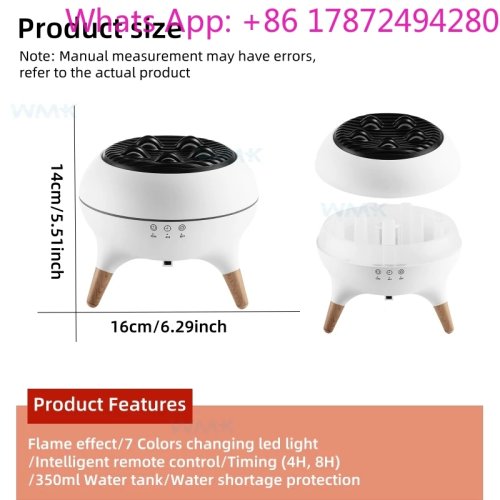 Remote Control Aroma Diffuser 350ml Ultrasonic Electric Fire Flame Humidifier with Timer