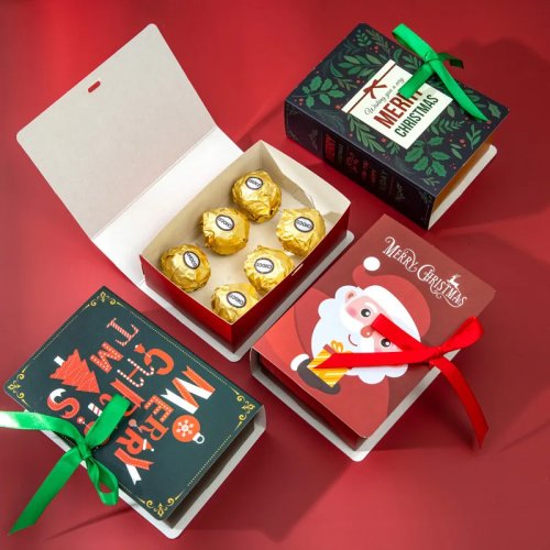 1Pc Merry Christmas Book-Shaped Candy Box Gift Bag, Santa Claus Xmas Party Decoration Ornament