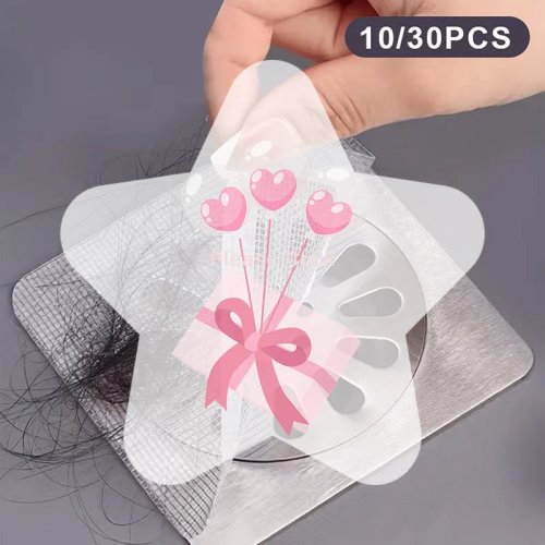 Disposable Shower Drain Hair Catcher Mesh Stickers 10/30Pcs Self Adhesive Easy Install for Bathroom Travel Hotel Use