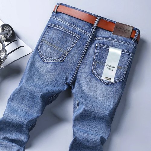 2026 New Men's Straight Stretch Jeans – Classic Business Casual Blue & Black Denim Trousers