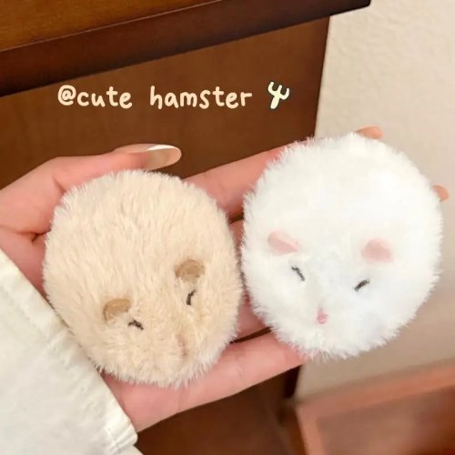 Fluffy Plush Hamster Hair Clip for Women - Side Bang Clips Cute Hair Accessory