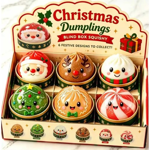 Nuevo Juguete antiestrés squishy - Formas de Santa Claus, Alce y Dumpling - Regalo Blind Box