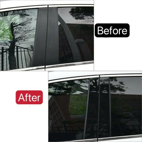 Glossy Black Carbon Pillar Post Trim Cover for Mercedes-Benz E-Class W212 2010-2016