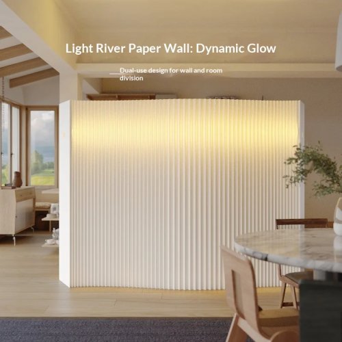 Luminous Paper & Wood Folding Room Divider - Modern Minimalist Mobile Partition Screen for Living Room, Office, Porch