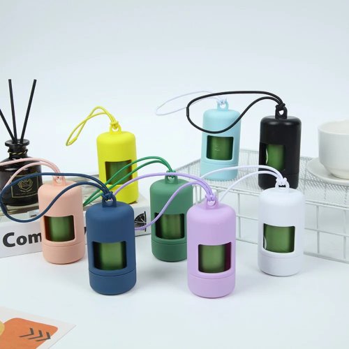 Distributeur de sacs à déjections canines portable avec cordon de suspension - Couleurs bonbon - Porte-sacs pour voyage