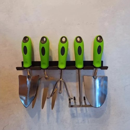 Durable Metal Garden Tool Rack Wall Mount Organizer for Garage and Shed Storage, Space Saving Hanger System